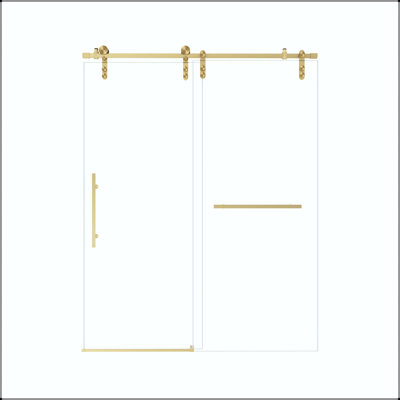 Porte de douche coulissante sans cadre 50 - 54 x 76 - Or brossé, verre 8 mm