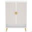 Armoire à chaussures 29,6 po en bois blanc et or avec portes, range-chaussures à 7 niveaux