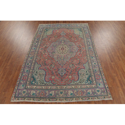 Hand-Knotted Wool Pink Traditional Area Rug 7x10