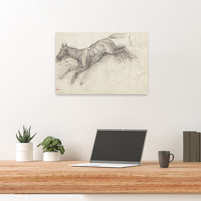 Study For Scene From The Steeplechase: The Fallen Jockey, 1866 Abstract Contemporary Horse Animal Wall Art Print by Edgar Degas - 1 Piece Wrapped Canvas Wall Art