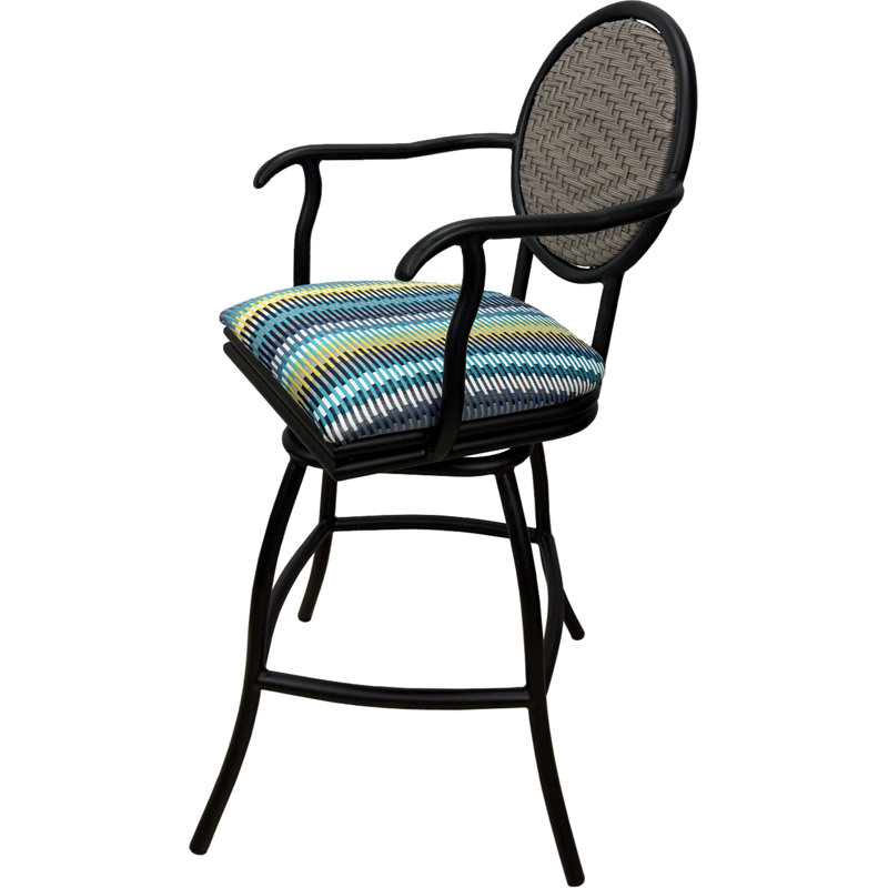 Tabouret pivotant et très grand Merriwood, Bande ensoleillée turquoise, Tabouret de bar (siège d'une hauteur de 30 po)