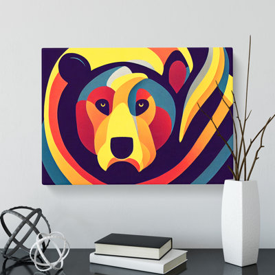 Bear Deco Style Abstract - Wrapped Canvas