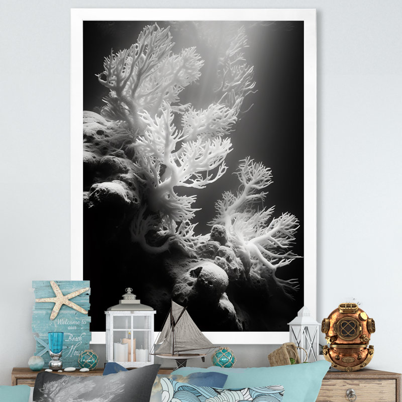 Anémone noire et blanche IV sur toile, H 20 po x l 12 po x P 1 po, Cadre photo blanc