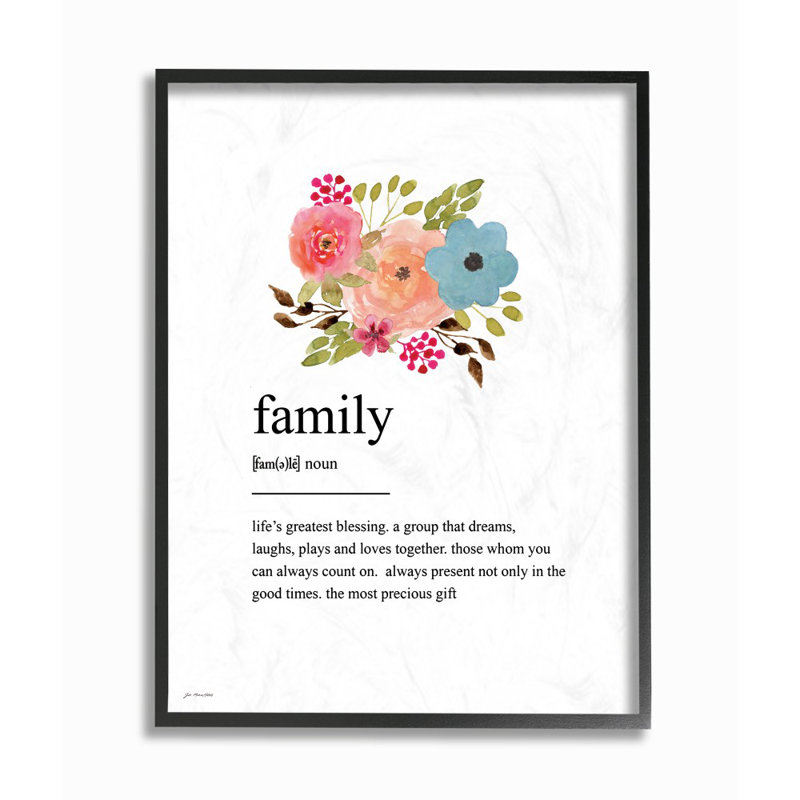 Simple Family Définition, impression panoramique sur toile, H 14 po x l 11 po, Giclée encadrée noir minuit