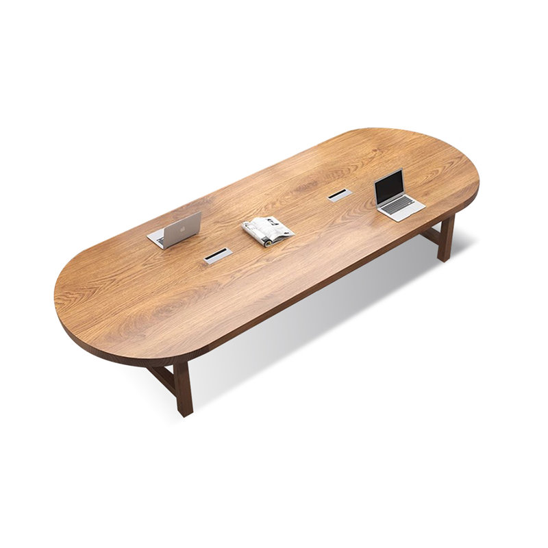 Bureau ovale brun en bois massif, H 29,53 po x l 78,74 po x P 31,5 po