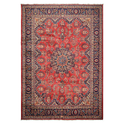 9'8''x12'7'' Hand Knotted Wool Coral Kaasan Traditional Master Weaver Signed Rug