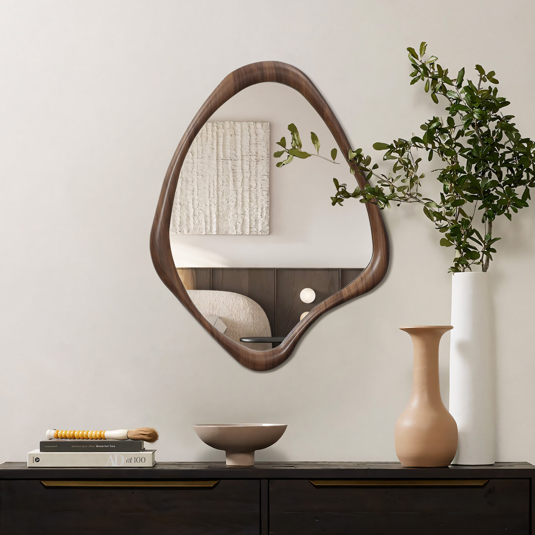 Brown Wood Frame Irregular Decorative Wall Mirror Wade Logan®