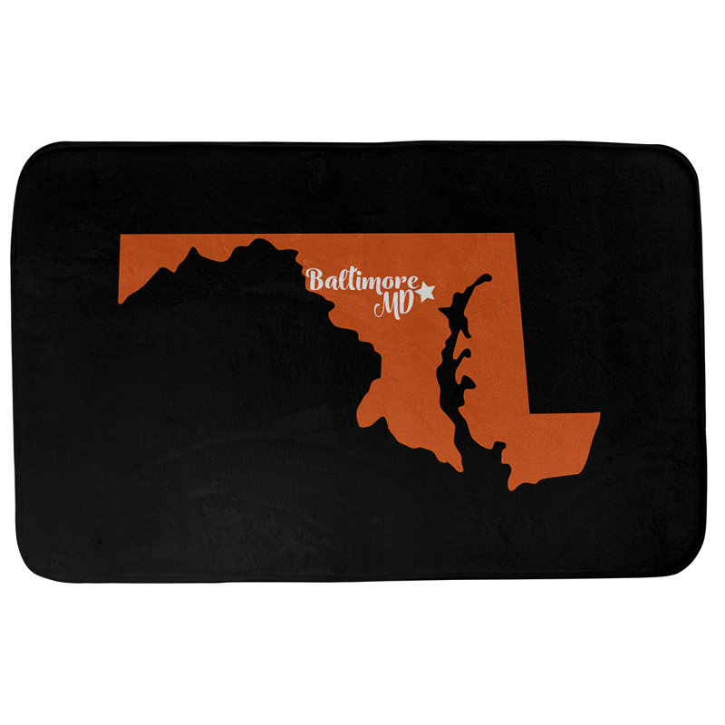 Tapis pour salle de bain baltimore sports colors, Noir / Orange, l 21 po x L 34 po
