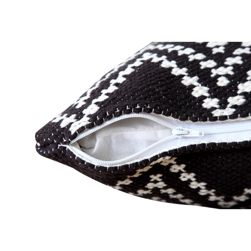 Sevita 20" Square Modern Woven Chevron Throw Pillow - Black/White