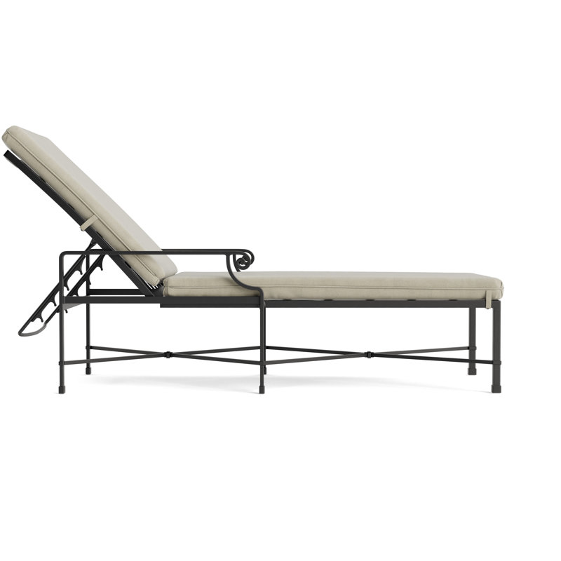 Venetian Outdoor Chaise Lounge, Textured Pewter, Fusion Charcoal