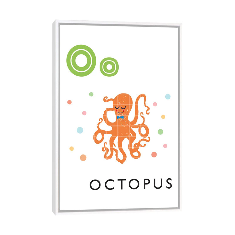 Alphabet Flash Card O - impression d'art graphique, H 60 po x l 40po x P 1,5 po, Toile blanche encadrée, Aucun mat