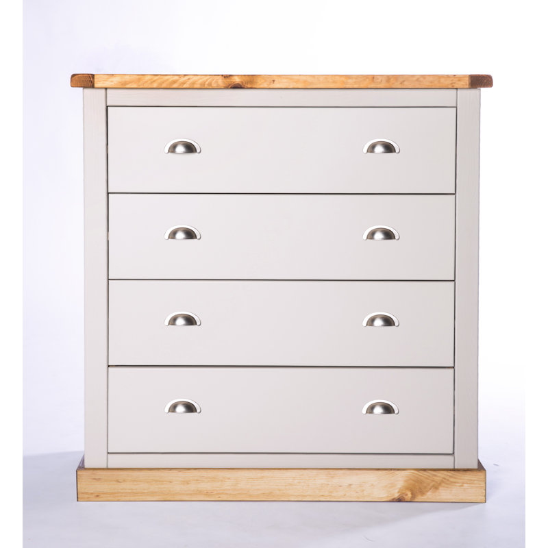 Donte 90cm W 4 - Drawer Chest of Drawers, Chrome, Grey/Wood