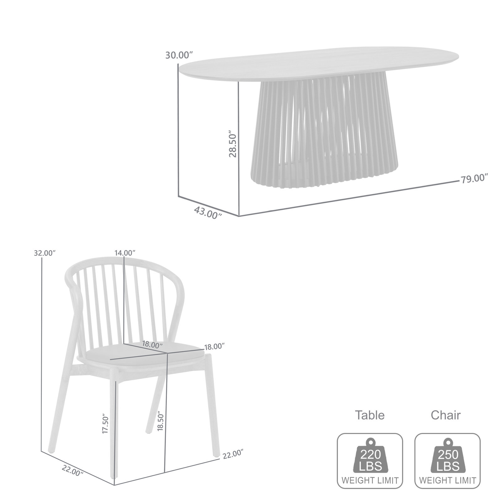 7 - Piece Dining Set, Black, Walnut
