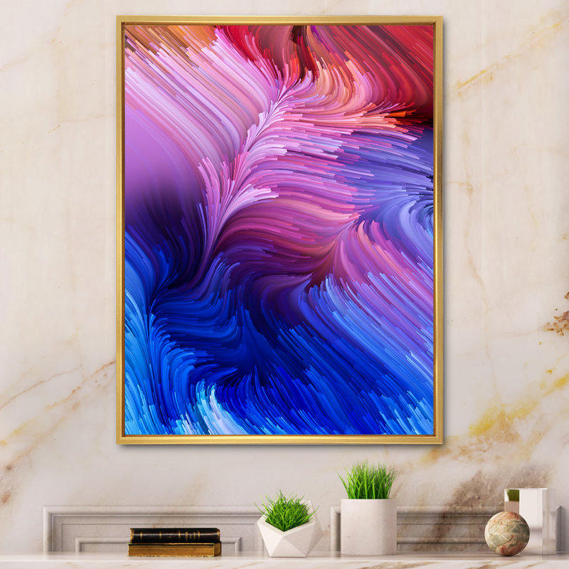 Élégance de liquide Art, art moderne sur toile, H 20 po x l 12 po x P 1 po, Cadre flottant doré