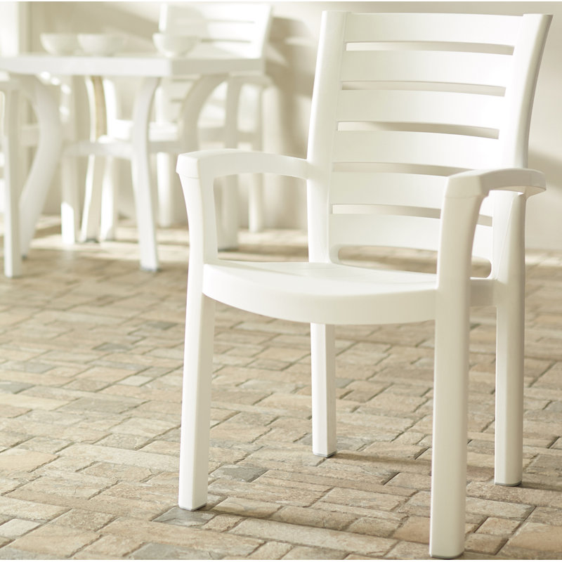 Isabell Stacking Patio Dining Armchair, White