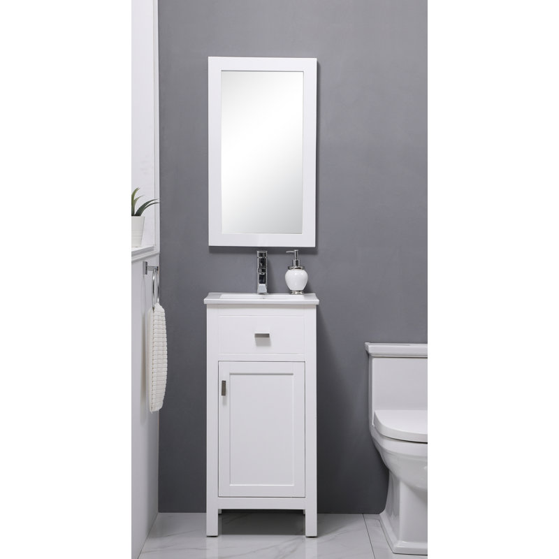 Alessandro 16.38'' Single Bathroom Vanity with Ceramic Top, White
