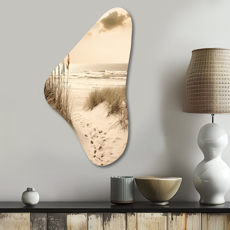 Art mural asymétrique en métal Marchetti Beachside Whispers VI - Coastal Beach Boomerang, H 31 po x l 17 po