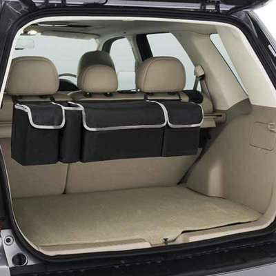 Organisateur pliable en tissu Oxford pour coffre et banquette arrière de voiture, sac de rangement suspendu pour intérieur de voiture avec 4 poches, accessoire de voiture résistant à l'eau pour VUS, berline et camionnette