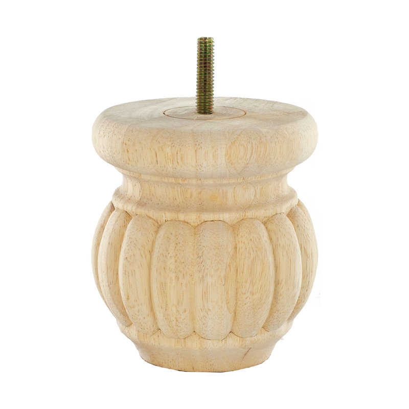 4-Inch Unfinished Solid Hardwood Round Bun Foot Set