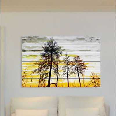 «Trees Against Gold Sky» par Parvez Taj - reproduction de photo