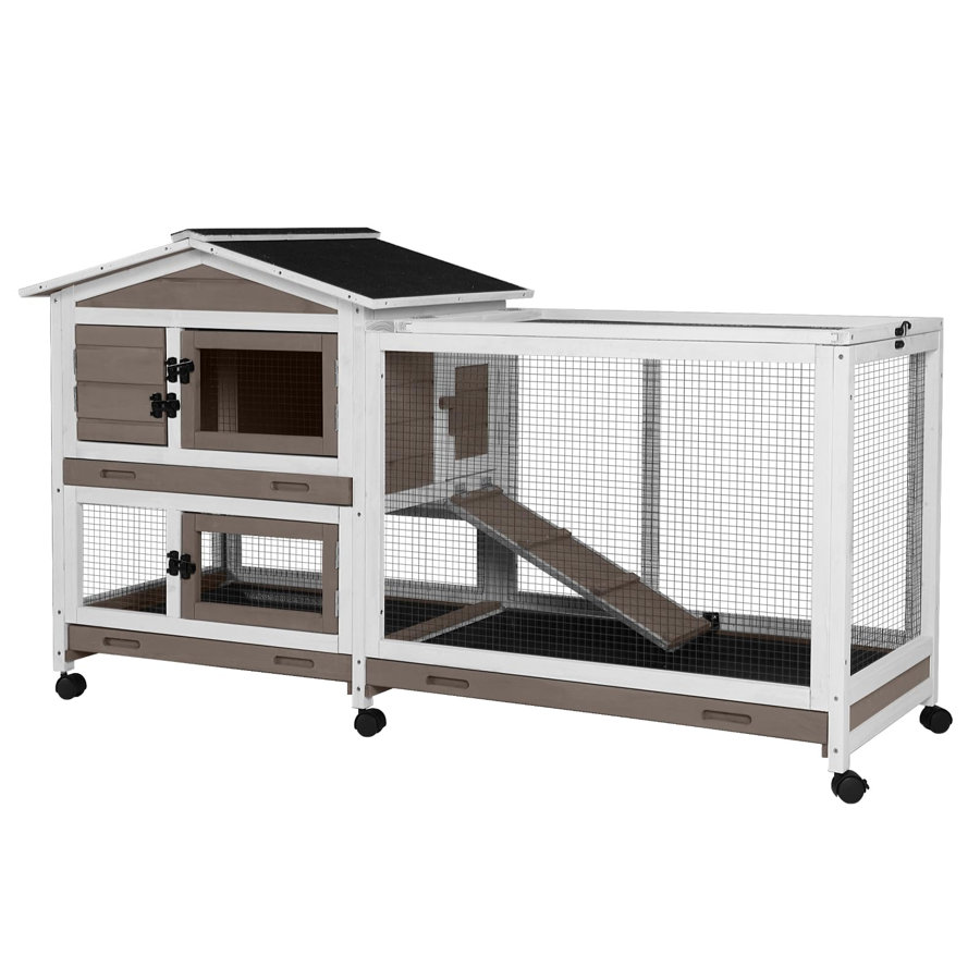 Weather Resistant Portable Rabbit Hutch with Ramp