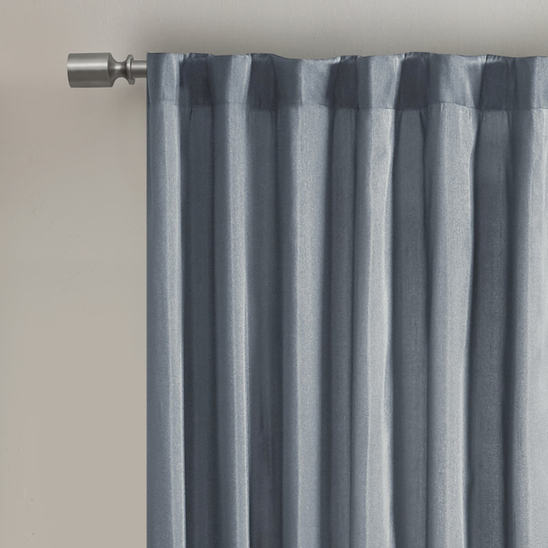 Andora Blue Embroidered Branch Rod Pocket Single 50x95" Curtain Panel, Blue, 50" W x 95" L
