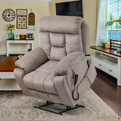 Vayun 40.94"W 180° Flat Lay Power Recliner, Massage Heater, Cup Holders, Dual Motors