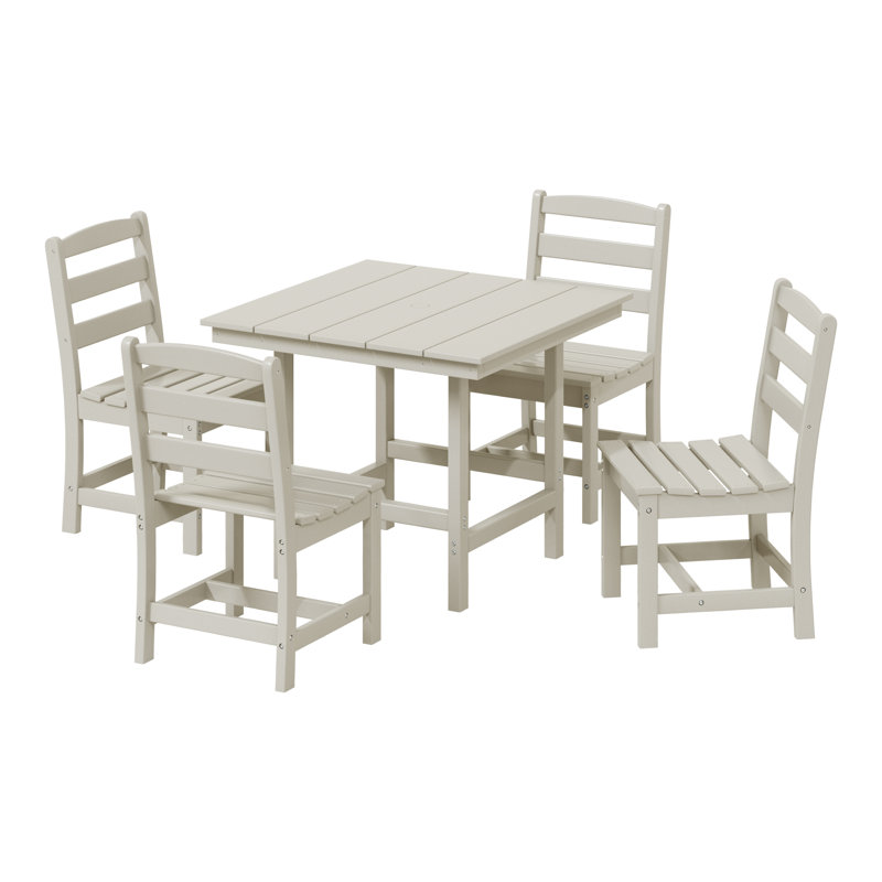 5-Piece Side Chair Dining Set, Beige