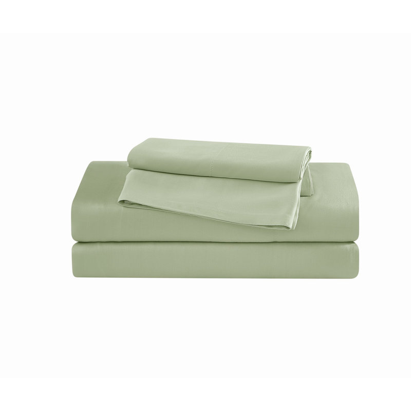 Brooklyn Loom Bamboo 300 Thread Count Sheet Set, King Sheet Set with 2 Pillowcases, Green