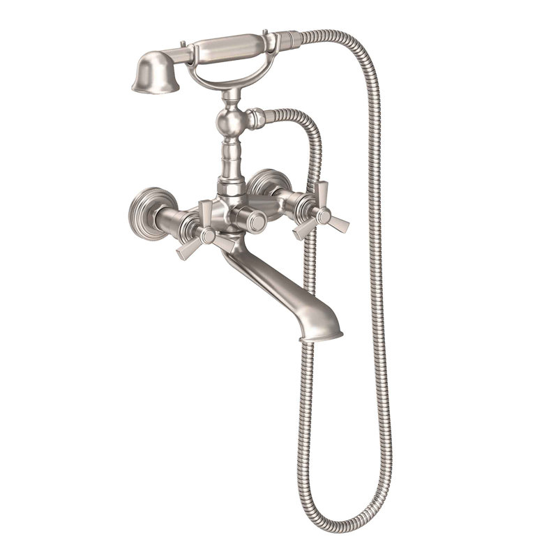 Miro Wall Mount Exposed Tub & Hand Shower Set, Cross Handle , Polished Chrome