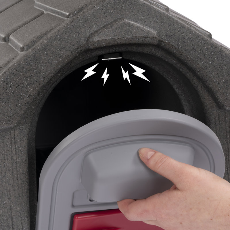 Classic Gray Stone and Black Plastic Mailbox with Post