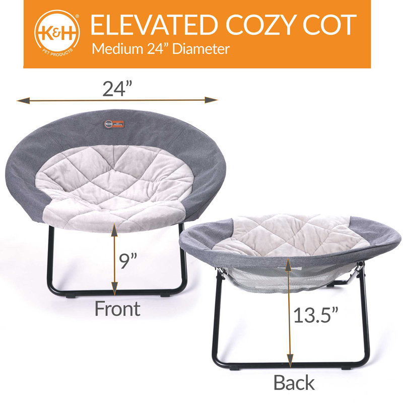 Polyester Pet Bed, Gray, Medium (24" W x 24" D x 13.5" H)
