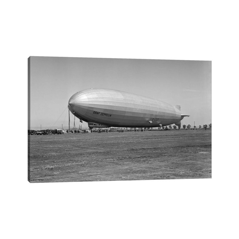 1920s German Rigid Airship Graf Zeppelin D-LZ-127 Moored Being Serviced By Small Crew October 10 1928 Lakehurst New Jersey USA - Wrapped Canvas Print