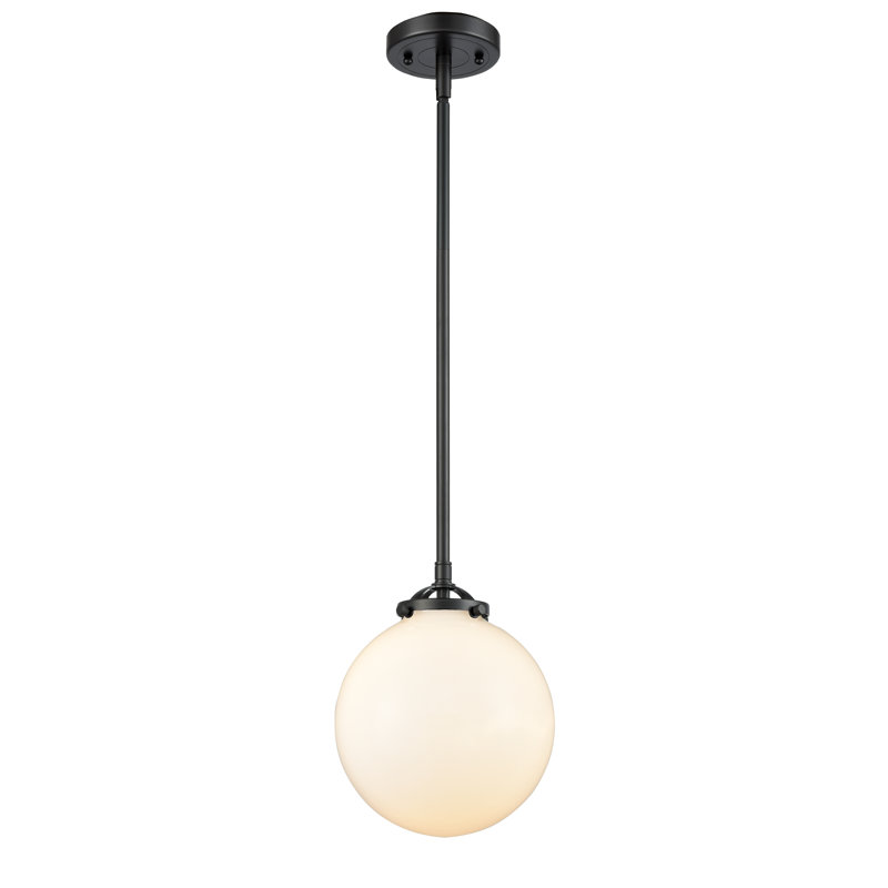 Luminaire suspendu sphère 1 lumière Zarmayr, Blanc mat, DEL, Bronze huilé