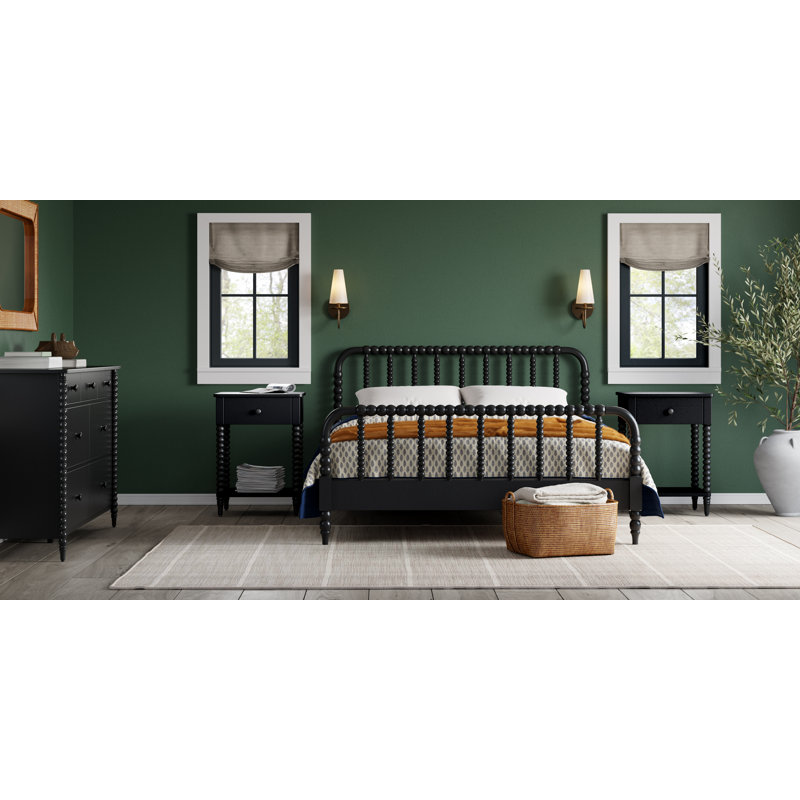 Benbrook Wood Spindle Bed, Black, Queen