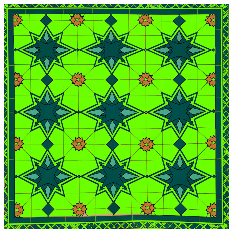 Green Star Tile Pattern Comforter, Queen