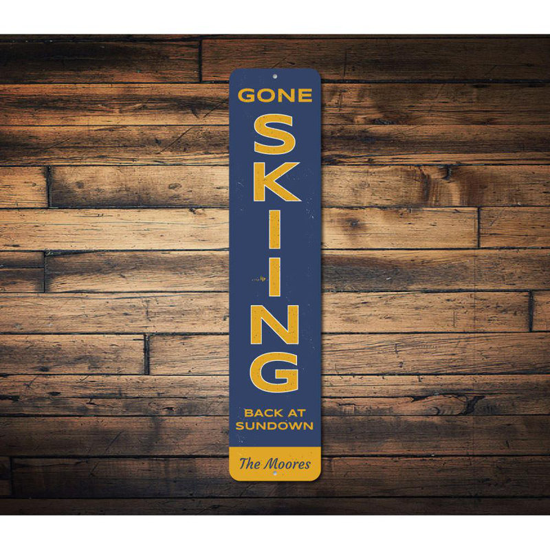 Enseigne verticale en aluminium Gone Skiing, H 4 po x l 18 po x P 0,04 po