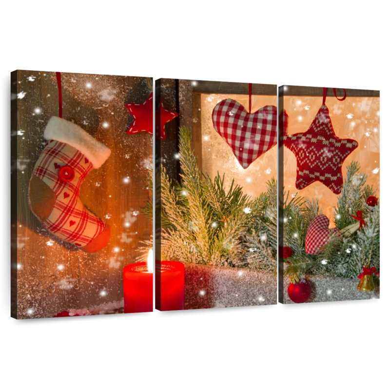 Décorations de Noël rouges, H 24 po x l 38 po