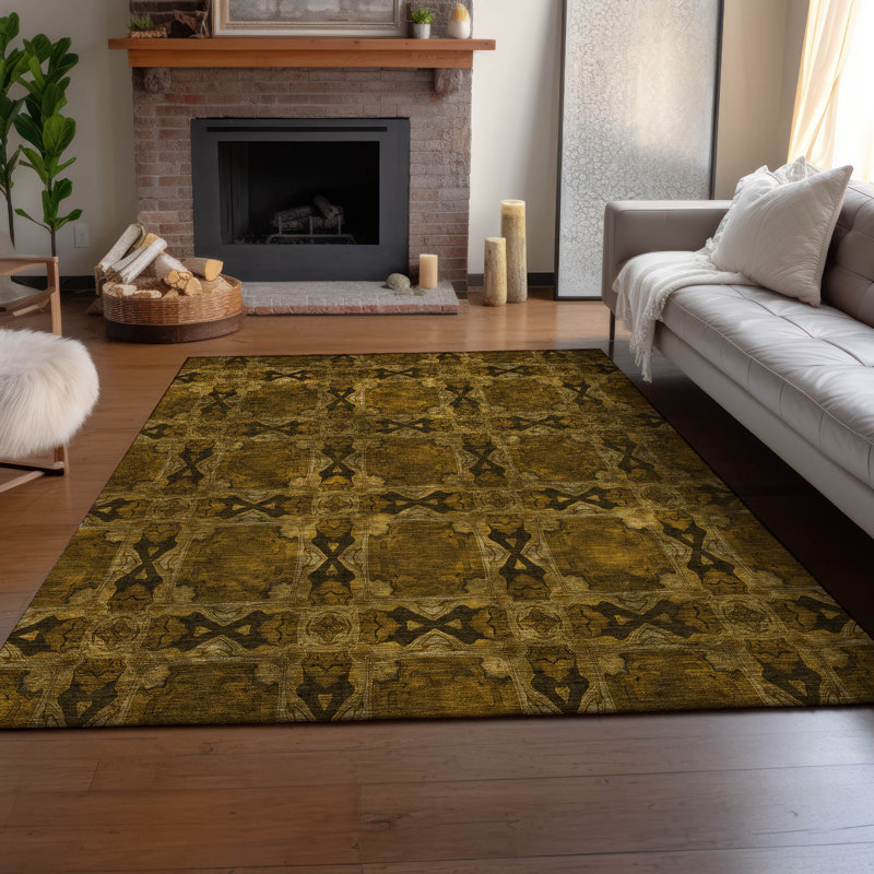 Premium Machine Washable Cerrito AMF564 Chocolate Rug, Rectangle 9' x 12'