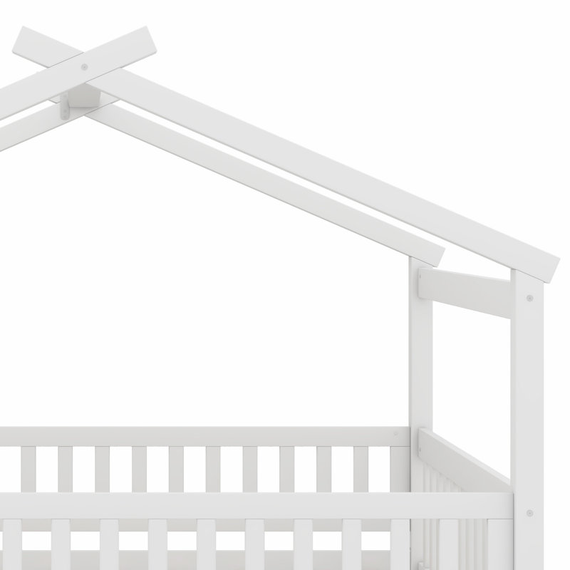 Lit en bois avec couchette, Blanc