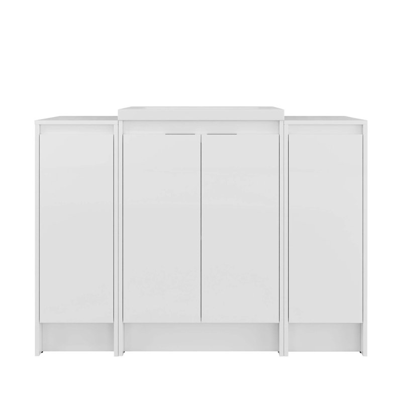 Meuble-lavabo autoportant de 48 po avec lavabo en résine et 2 armoires de rangement, portes à fermeture douce