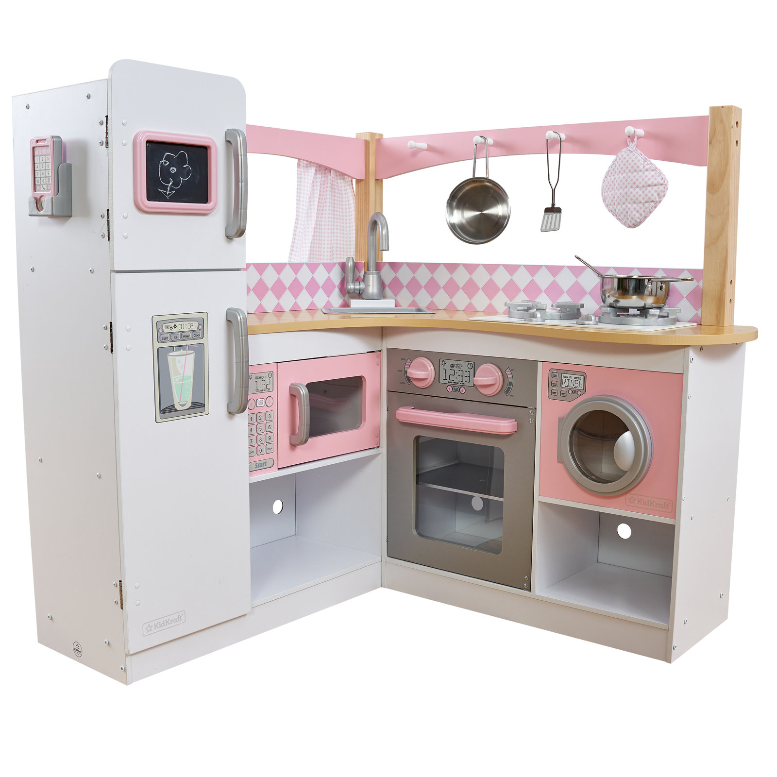 Grand Gourmet Play Kitchen Set, Pink/White