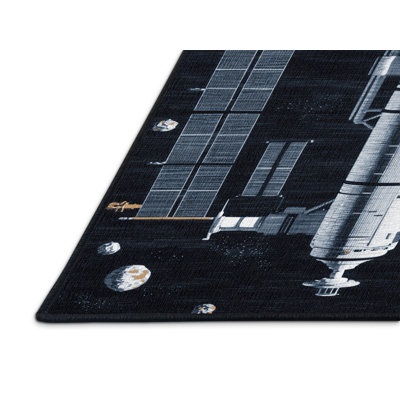 Machine Washable Space Gray Area Rug