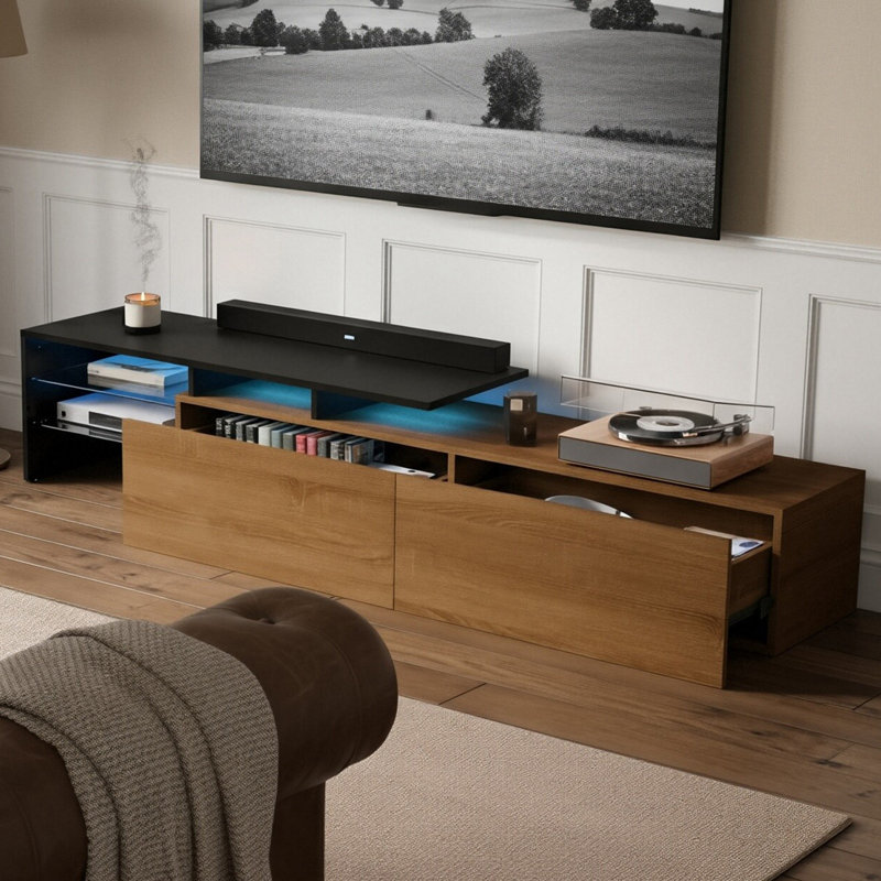 Unfinished TV Stand for TVs up to 75", Brown Wood
