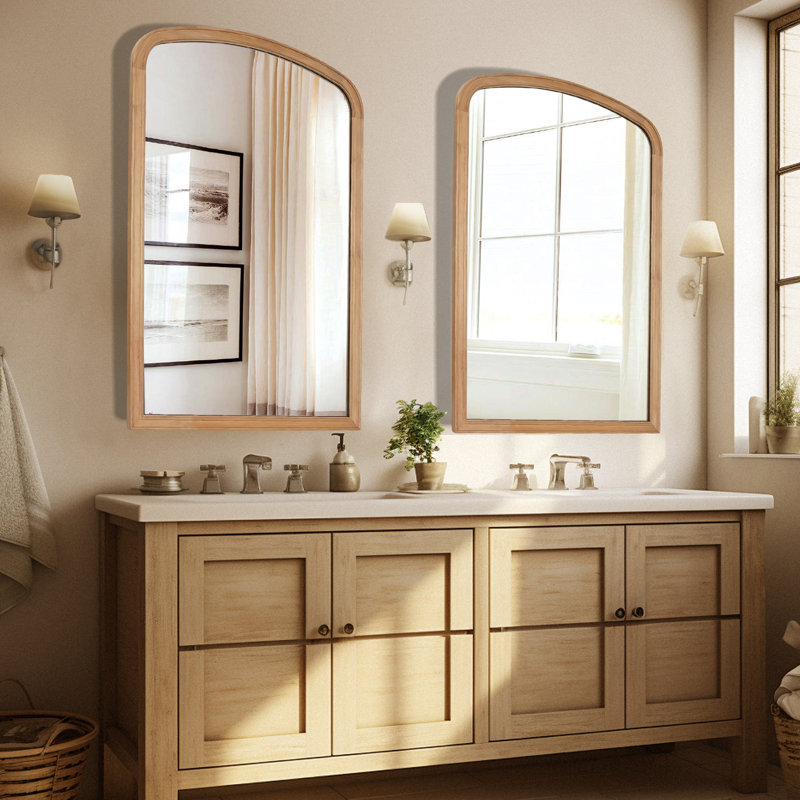 Chadwood Solid Wood Arch Mirror, 30'' x 20'', Natural Wood