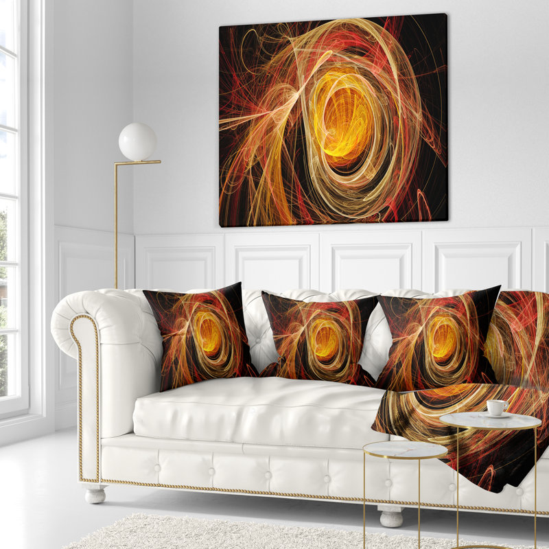 Coussin , 16 po x 1 po, Coussin décoratif, Orange / Noir