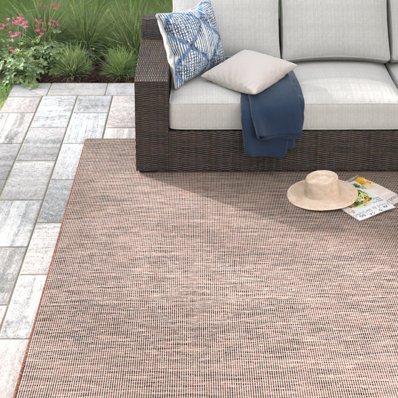 Lillehammer Solid Indoor/Outdoor Area Rug, Rectangle 10' x 14', Brown