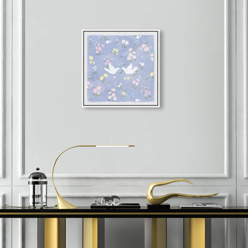 Love Doves Print by Oliver Gal, 17"H x 17"W, White Floater Frame