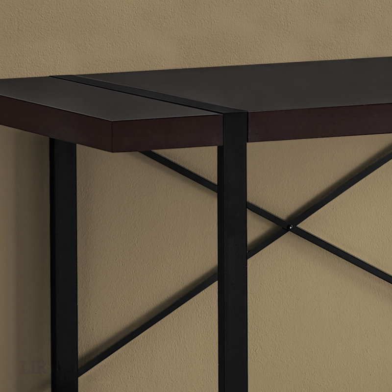 Modern Industrial Computer Desk With Thick-Panel Desktop, Robust Metal Legs, And X-Shaped Support For Home Office, Espresso