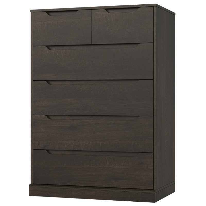 27.6" W 6-Drawer Vertical Dresser with Ball Bearing Glides, Dark Brown